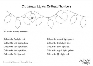 Ordinal Numbers Worksheet - Christmas 1