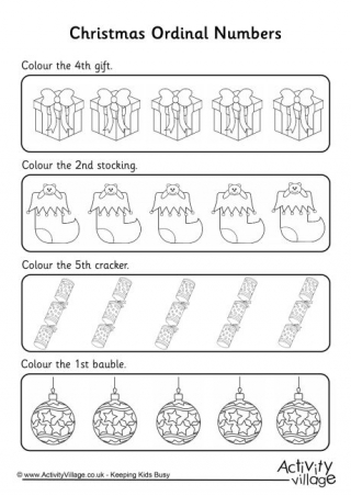Ordinal Numbers Worksheet - Christmas 2