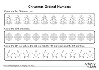 Ordinal Numbers Worksheet - Christmas 3