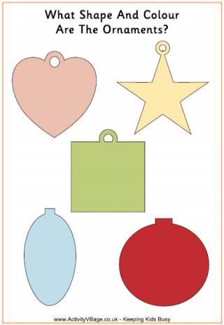 Ornaments Shapes and Colour Worksheet