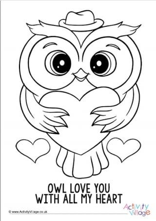 Owl Always Love You Colouring Page