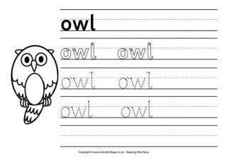 Owl Handwriting Worksheet