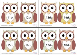 Owl Ordinal Numbers 11-20