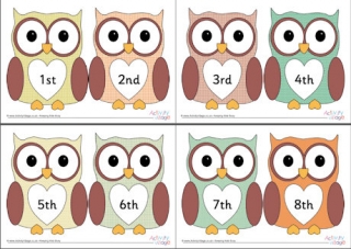 Owl Ordinal Numbers 1-10