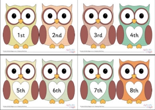 Owl Ordinal Numbers 1-10