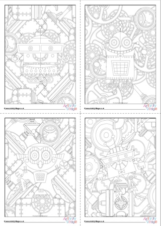 Pack of Robots Colouring Pages