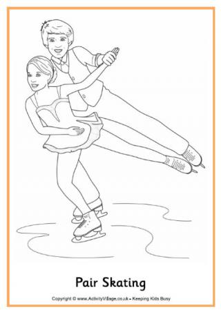 Pair skating colouring page