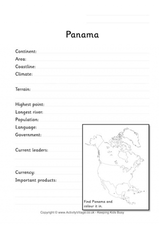 Panama Fact Worksheet