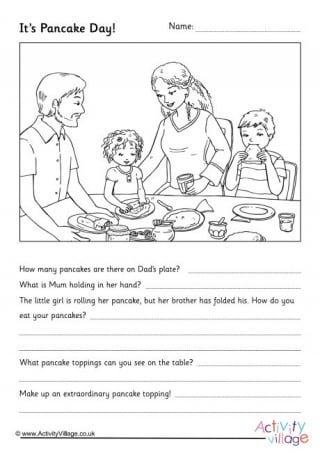 Pancake Day Questions Worksheet 1