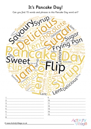 Pancake Day Word Art Challenge