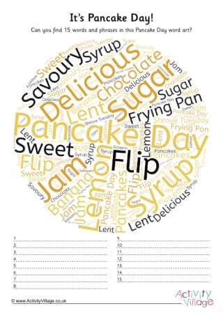 Pancake Day Word Art Challenge