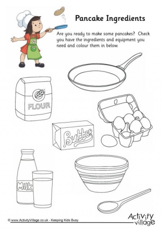 Pancake Ingredients Colouring Page