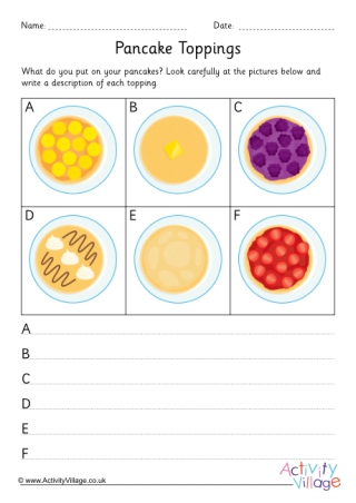 Pancake Toppings Worksheet