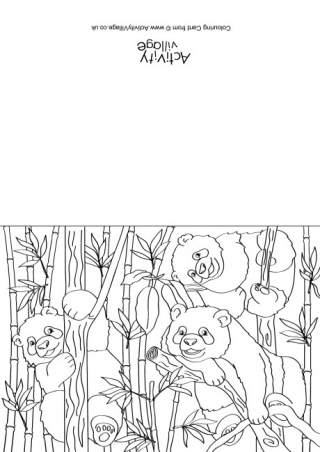 Pandas Scene Colouring Card