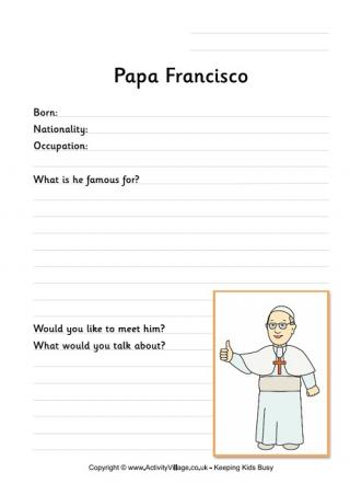Papa Francisco Worksheet