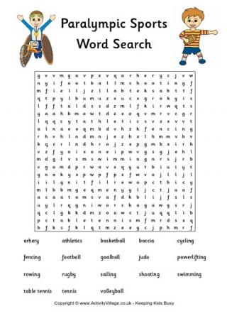 Paralympic Sports Word Search