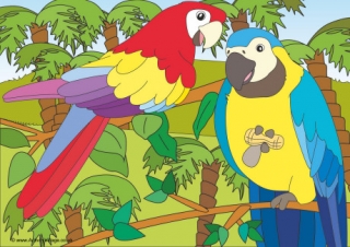 Parrots Scene Poster