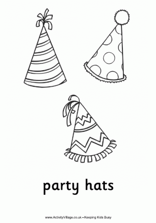 Party Hats Colouring Page