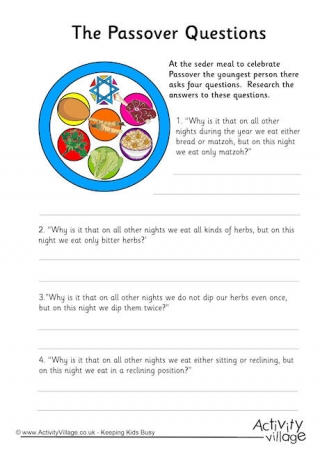 Passover Questions Worksheet
