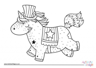 Patriotic Unicorn Colouring Page