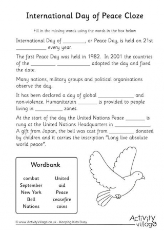 International Day of Peace Cloze