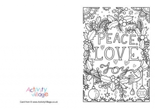 Peace Love Joy Colouring Card
