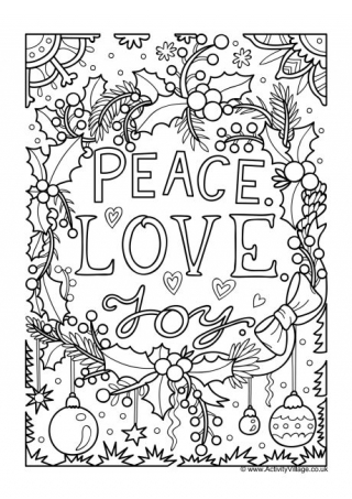 Peace Love Joy Colouring Page