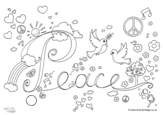 Peace Word Colouring Page