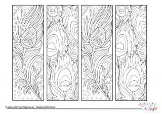 Peacock Feather Colouring Bookmarks