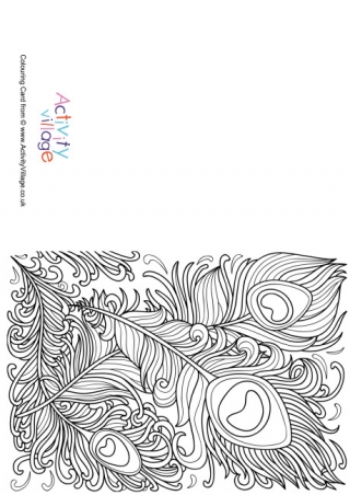 Peacock Feathers Colouring Card