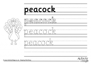 Peacock Handwriting Worksheet