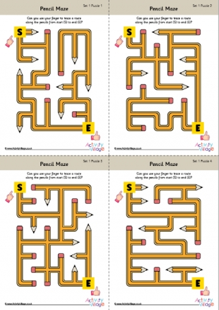 Pencil Mazes Set 1