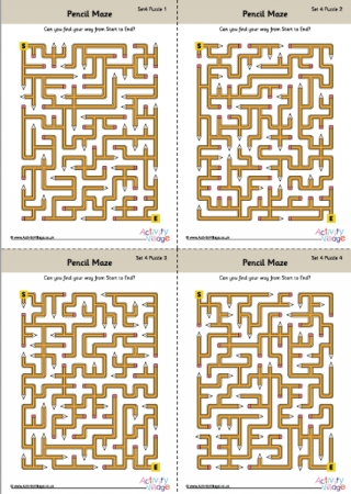 Pencil Mazes Set 4
