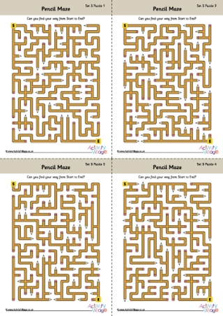 Pencil Mazes Set 5