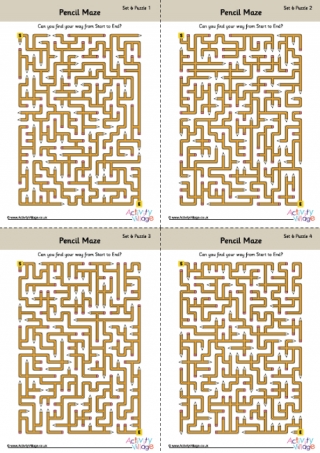 Pencil Mazes Set 6