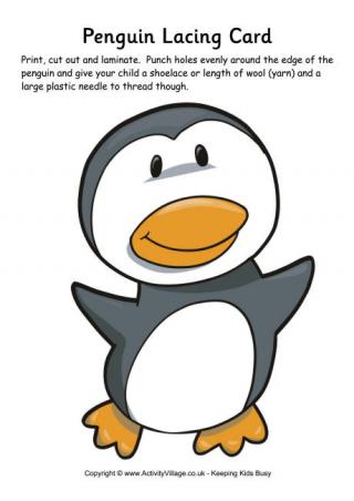 Penguin Lacing Card