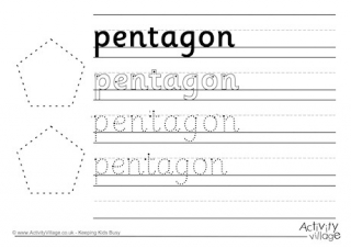 Pentagon Handwriting Worksheet