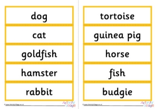 Pet Animal Word Cards