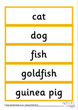 Pet Animal Word Cards