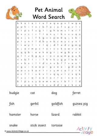 Pet Animal Word Search 2