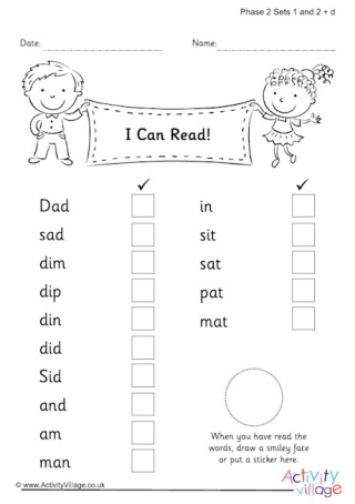 Phase 2 I Can Read worksheets