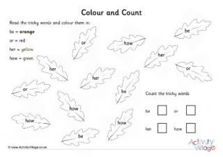 Phase Three Autumn Leaf Tricky Word Colour and Count 2