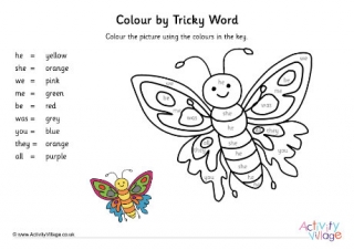Phase 3 Tricky Words Colour The Butterfly