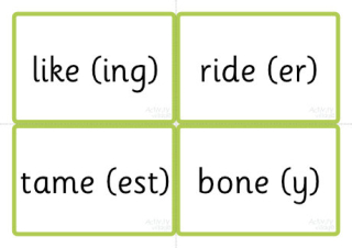 Phase Six Word Cards - ing, ed, ful, ly, est, er, ment, ness and en