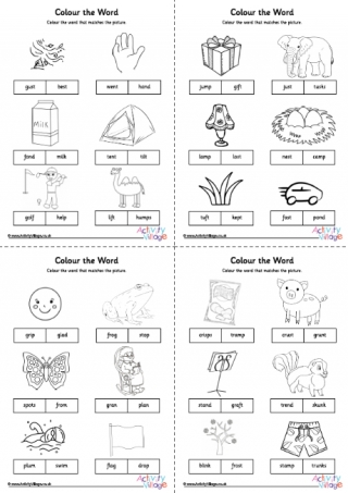 Phase Four Colour the Word Activity- Words Using Sets 1 to 7 Letters