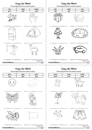 Phase Four Copy the Word Worksheets Using Sets 1 to 7 Letters