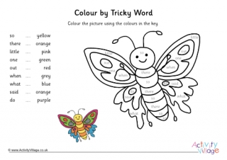 Phase Four Tricky Words - Colour the Butterfly