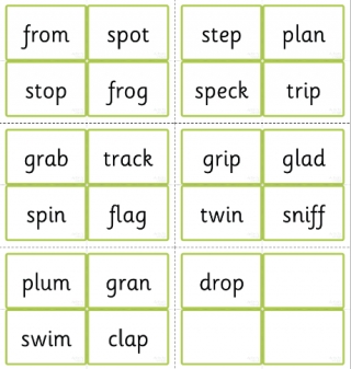 Phase Four Word Cards - CCV and CCVC Words Using Sets 1 to 7 Letters