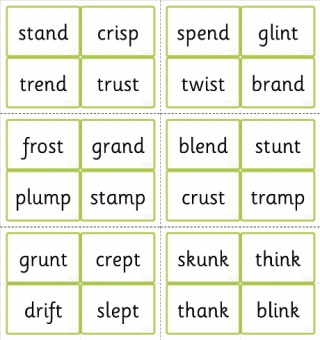 Phase Four Word Cards - CCVCC, CCCVC and CCCVCC Words Using Sets 1 to 7 Letters
