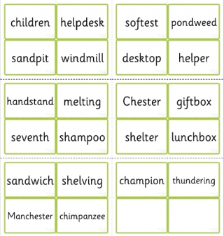 Phase Four Word Cards - CVCC Polysyllabic Words